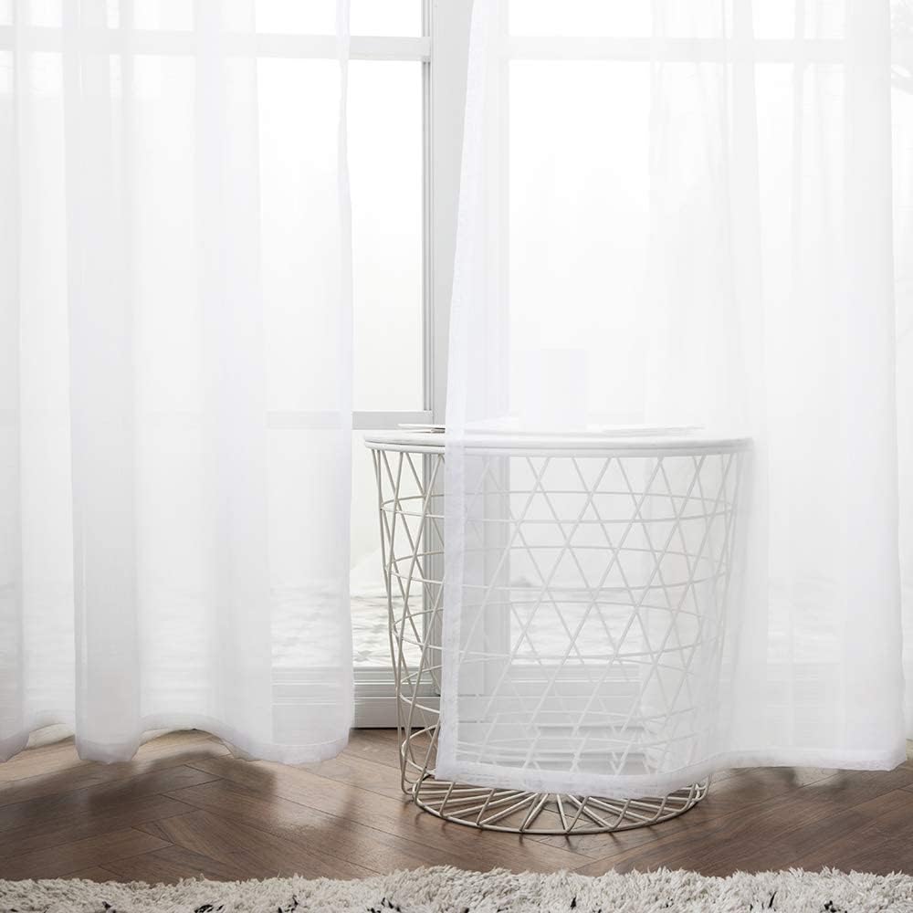 MIULEE Sheer Curtains - Elegant Lightweight Grommet Drapes for Light Filtering | 84-Inch White, 2 Panels Set