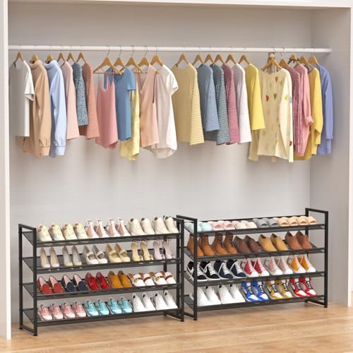 NEYCIL Black 8-Tier Heavy Duty Metal Shoe Rack Organizer, Stacking Shoe Storage for Closet & Entryway