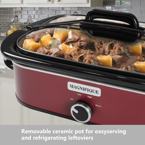 4 Quart Slow Cooker with Manual Warm Setting - Red Kitchen Appliance - Variation of 4 Quarts / Manual Red