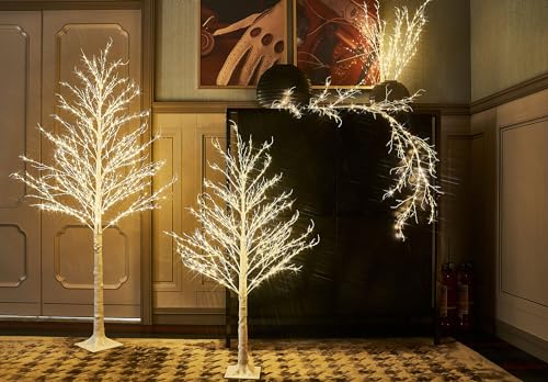 LITBLOOM 32in Lighted White Twig Branches with 200 LED Fairy Lights, Dimmer & Timer (White 200L) Indoor/Outdoor Xmas Decor