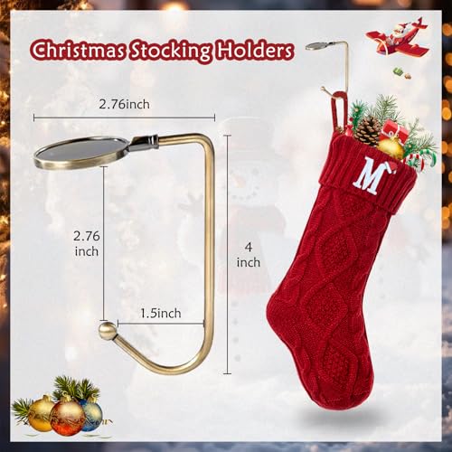 VRFASHION Red Christmas Stockings with Initials M, 18-Inch Monogram Knitted Xmas Stocking