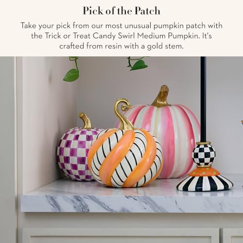 MacKenzie-Childs Medium Resin Pumpkin Trick or Treat Candy Swirl Decor