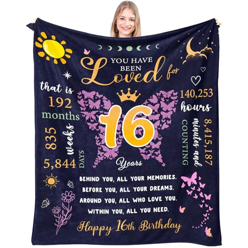Sweet 16 Gifts for Girls, 16th Birthday Gifts for Girls, Gifts for 16 Year Old Girl, Sweet Sixteen Gifts for Girls£¬16 Year Old Girl Birthday Gift Ideas, Sweet 16 Birthday Decorations Blanket 60"X50"