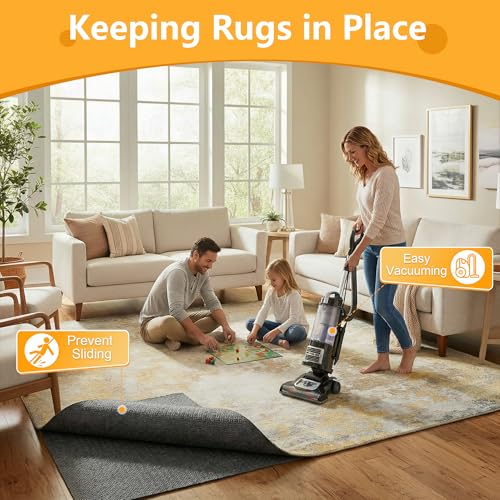 9x12 Non Slip Rug Pad Gripper - 1/4 Inch Thick Cushioned Carpet Pad - Rectangular Variation