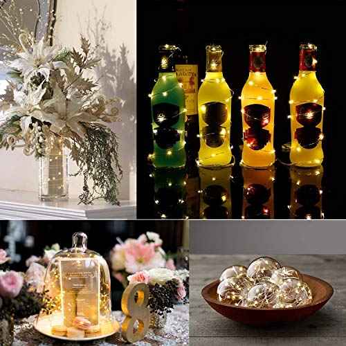 Pack of 3 Sets LED Starry String Lights with 10 Micro LEDs on 3.3ft(1m), Fairy Lights Battery Powered by 2X CR2032(Incl), for Wedding or Christmas Party Table Decorations (Warm White)