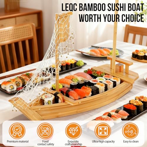 31.5 Inch Bamboo Sushi Boat Serving Tray Extra Large Japanese Wooden Platter