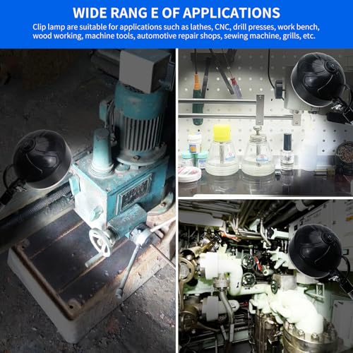 Silver Clamp Light with Bright 2000 Lumens LED for Workshop & Small Area Tasks - Flexible & Strong Clip