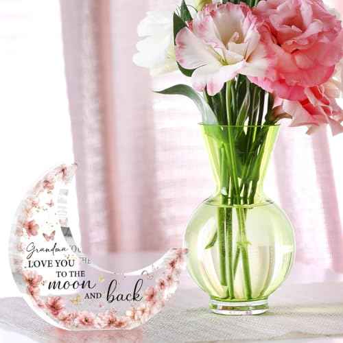Mother's Day Gifts Grandma Birthday Gifts Grandmother Gift From Grandchildren,Acrylic Moon Decoration Sign Grandmother Gift for Christmas Birthday Thanksgiving-Grandma Love You To The Moon And Back