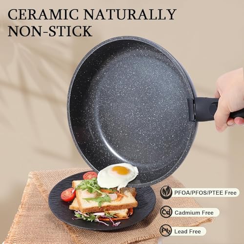 GiPP 5-Piece Ceramic Nonstick Cookware Set with Detachable Handles - Dark Gray