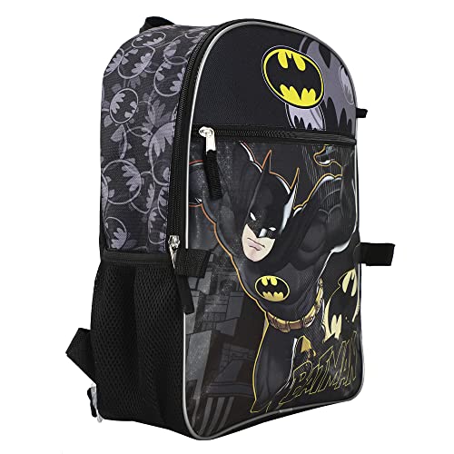 Grey Batman Symbol Backpack Accessory Set for Boys - 5-Piece with Lunch Kit & Keychain