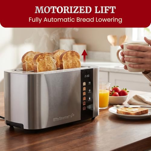 Stainless Steel 4-Slice Long Slot Automatic Toaster with Digital Touchscreen