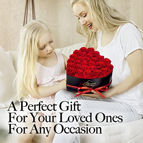 Preserved Roses Heart Gift Box - 27 Red Forever Roses for Love & Decor