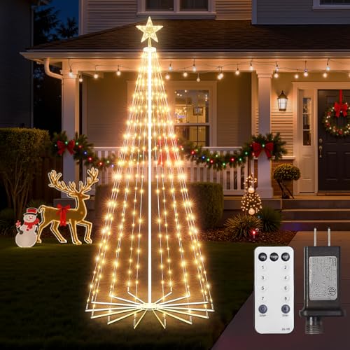 6ft Outdoor LED Cone Christmas Tree with 265 Lights & Remote