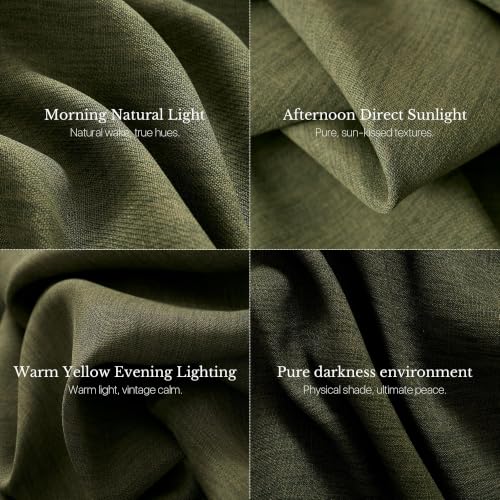 NICETOWN Vintage Olive Dark Green Pinch Pleated Linen Curtains - 40"W x 90"L, Pack of 2