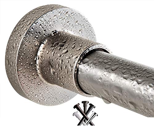 Tension Shower Curtain Rod 43-73 Inches Brushed Nickel Stainless Steel Rustproof Non-Slip Heavy Duty for Bathroom or Window - Variation: Nickel