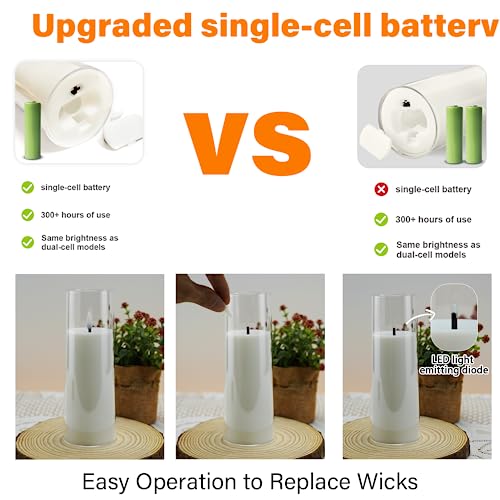 Flickering Flameless Candles Set with Remote 2-9pcs White Acrylic LED Pillars