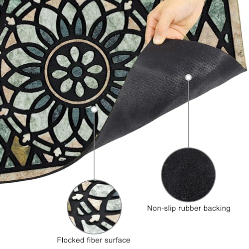 CHICHIC Flower Welcome Door Mat 24 x 36 Inch Outdoor Entry Rug Non-Slip Rubber Back