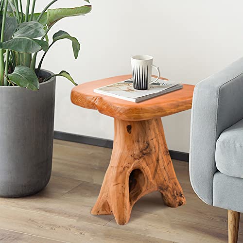 14" x 12.5" Live Edge Wood Side Table - Natural Recycled Cedar Plant Stand, Indoor & Outdoor Use
