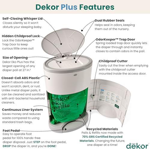 Eko White Gift Diaper Pail Set - Eco-Friendly with Recycled Materials & Refills