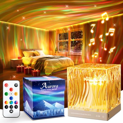 One Fire Aurora Light Projector for Bedroom Yellow, 5-in-1 RGB Night Light, White Noise & Bluetooth Speaker, Teen Gift