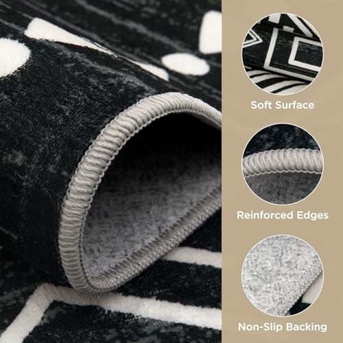 Joydeco Moroccan Boho Black Large 8x10 Area Rugs for Living Room