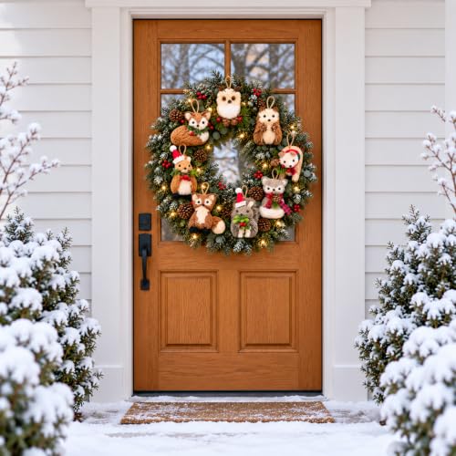 Woodland Animal Christmas Ornaments 8-Piece Set - Sisal Forest Critters for Tree and Wreath