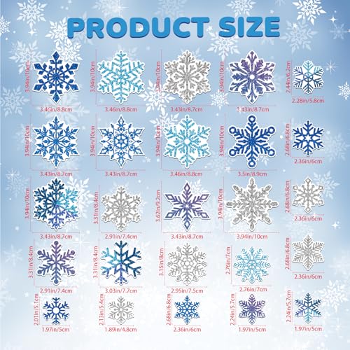 Auzesto Snowflake Refrigerator Magnets 25Pcs Winter Christmas Decor
