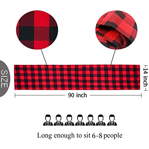 Senneny Red and Black Buffalo Check Cotton Table Runner 14 x 90 Inch - Holiday Christmas Decor