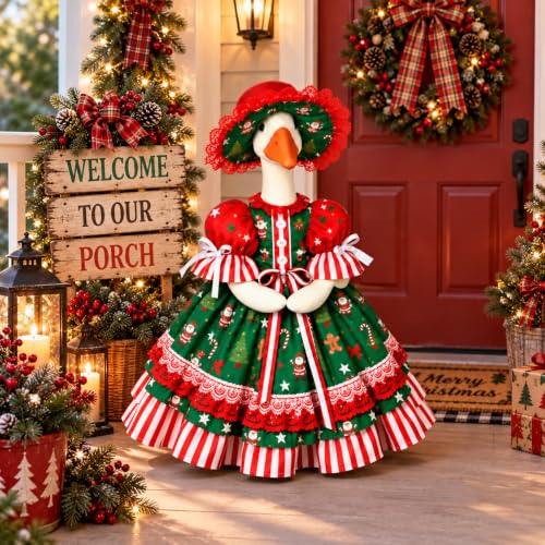 Xmas Lolita Porch Goose Outfit for 23" Statues - Holiday Decor