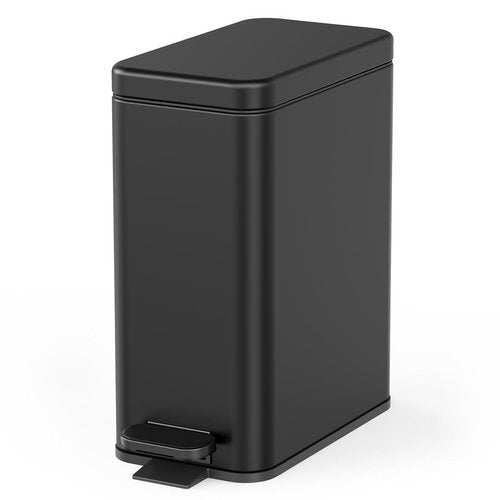 Cesun Bathroom Trash Can - 2.6 Gallon Soft Close Stainless Steel Waste Basket | Black Design for Home & Office