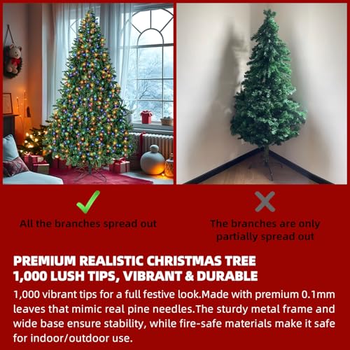 DNKMOR 6FT Artificial Christmas Tree with Lights, Full Fir Look, Easy Assembly