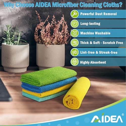 Microfiber Cleaning Cloths 300 Pack - Blue & Yellow, 12x12 Inches