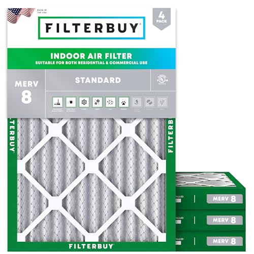 Filterbuy 30x32x2 MERV 8 Air Filter - Dust & Allergy Defense, 4-Pack
