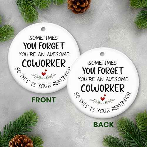 Christmas Coworker Gifts for Women - Ceramic Christmas Ornaments 2025 - Inspirational Employee Appreciation Thank You Gifts for Coworkers Boss Leaders, Thank You Ornament Stocking Stuffers