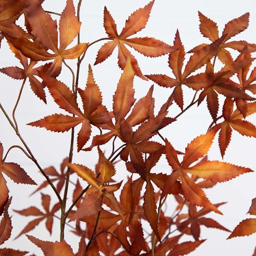 6ft Autumn Japanese Maple Artificial Tree with Black Pot — Fall Foliage Decor