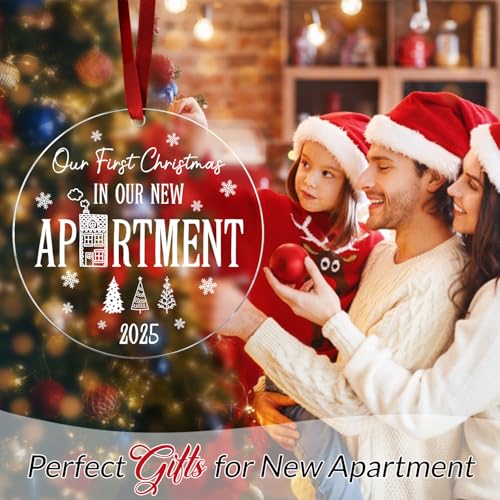 Our First Christmas in New Apartment 2025 - Apartment Decor Housewarming Gifts, Housewarming Gifts for Couples & Families - 1st Apartment Christmas Ornament - New Home Gift Ideas - Acrylic Ornament