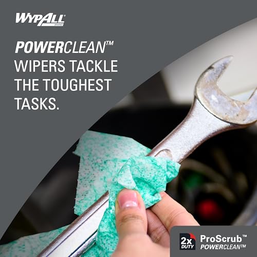 WypAll PowerClean ProScrub Heavy Duty Wet Towels with Bucket Included, 75 Sheets per Container