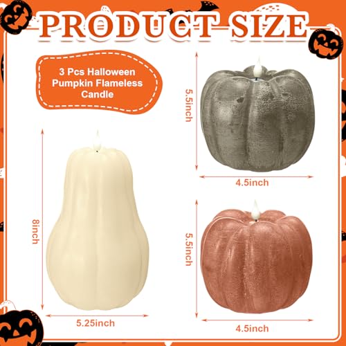 Halloween Pumpkin Flameless Candles Set - Safe LED Autumn Decor