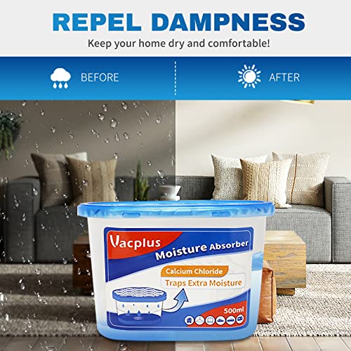 Vacplus Moisture Absorber 12 Pack - Fragrance-Free Dehumidifier, 10.5 OZ, Strong Absorption