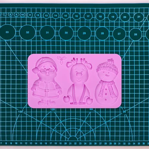Christmas Snowman Silicone Mold, Reindeer 3D Santa Claus Silicone Fondant Molds, for Christmas Cookie Cake Decoration Cupcake Chocolate Gum Paste Polymer Clay Resin