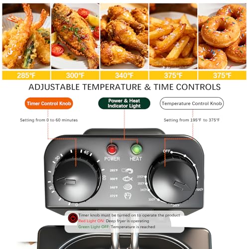 CATTLEMAN Deep Fryer with Oil Filtration 1600W 3L Stainless Steel - Home Kitchen