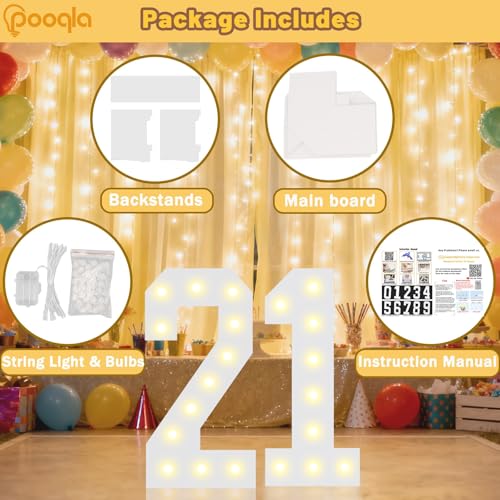 Light Up Numbers 16 - 2.4FT Marquee Birthday Party Decorations for Her & Him
