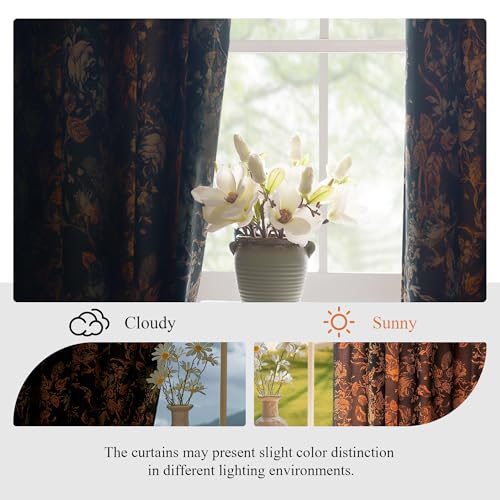 StangH Black Velvet Curtains 84 Inches Long Retro Floral Drapes 2