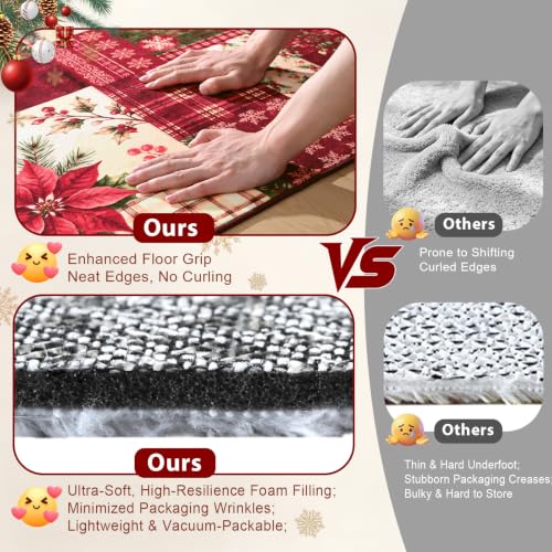 AtawLege 8' x 10' Christmas Patchwork Area Rug - Non-Slip, Washable