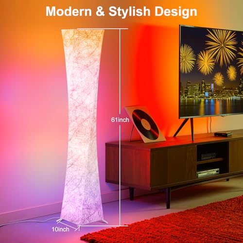 World Win 61'' RGB Corner Floor Lamp with Hourglass Shade - Square Version