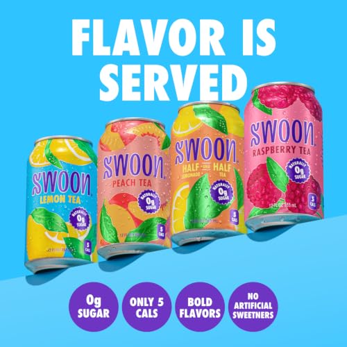 Sugar Free Iced Tea Variety Pack - Lemon, Raspberry, Peach & Half & Half Flavors, Low Carb & Keto-Friendly, 12 Fl Oz (Pack of 12)