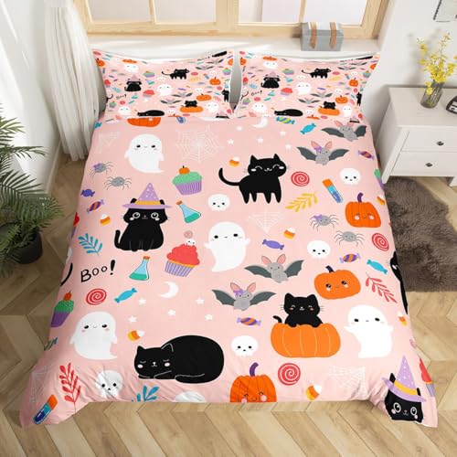 Erosebridal Halloween Twin Bedding Set with Pumpkin Lantern Design Multi 02 - Pink, No Comforter