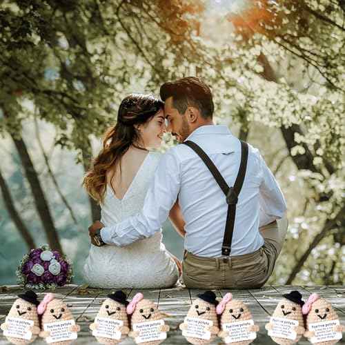 Mini Cute Funny Positive Life Potato Tomato Eggplant Onion Cute Animals Creative Knitted Holding Card Crochet Birthday Christmas Girls Gifts Party Decor