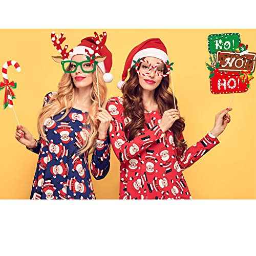 Christmas Photo Booth Props 36Pcs (Upgraded Version) - Party Supplies for July and Merry Celebrations, Red and Green Pose Sign Decorations for Kids and Adults
