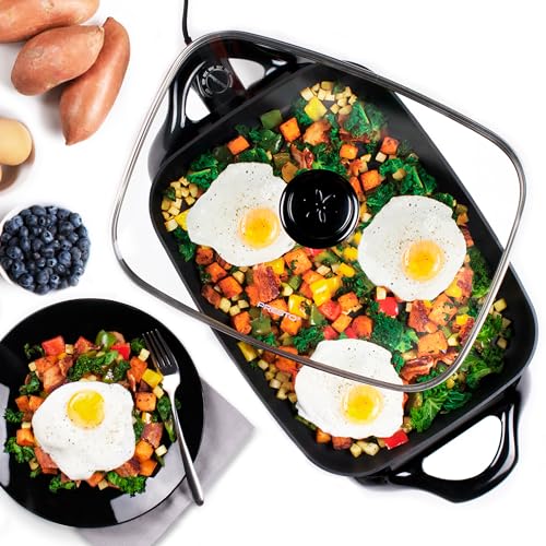 Electric Skillet 16-Inch with Glass Cover Nonstick Cooker for Frying & Baking - Skillet
